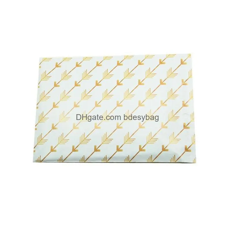 golden arrow pattern plastic post mail bags poly mailer self sealing mailer packaging envelope courier express bag wholesale lx1312