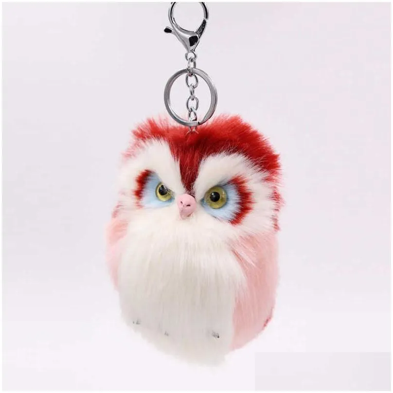 Key Rings Hairball Pendant Key Rings New Imitation Rabbit Hair Owl Fur Bag Car Lovely Animal Drop Delivery Jewelry Dhjhw