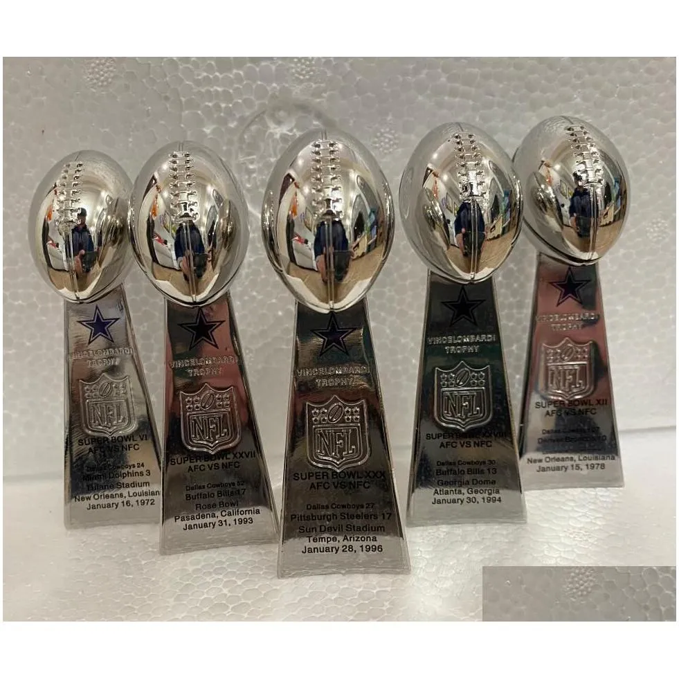 Solitaire Ring 5Pcs Dc Football Team Champions Championship Ring Lombardi Trophy Souvenir Men Women Boy Fan Brithday Gift 2023 Hip Hop Dhf6Y