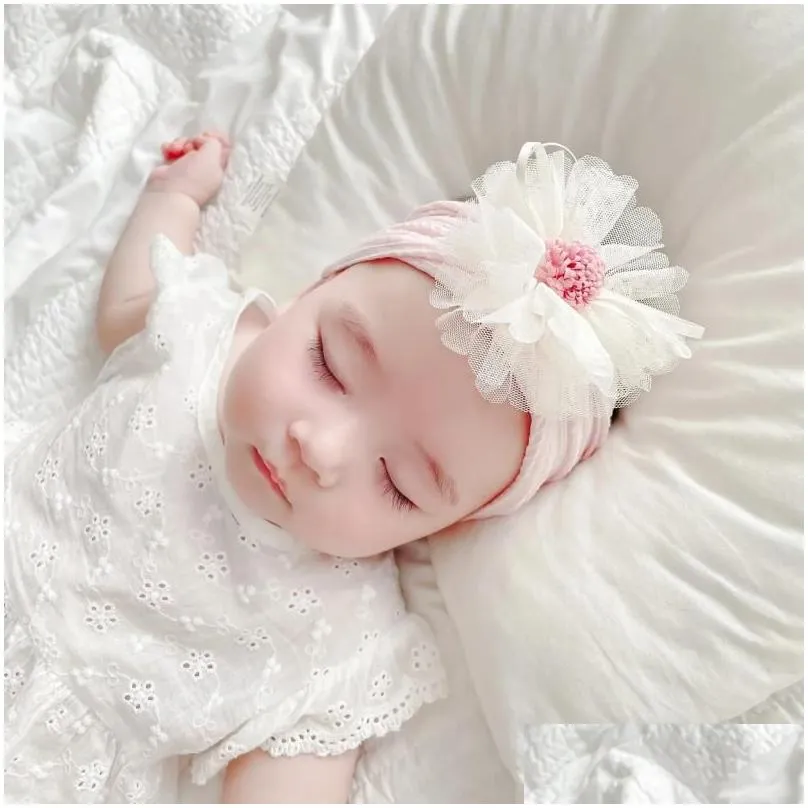 Hair Accessories Cute Baby Kids Headbands Head Band Head-wear Big Flower Princess Headdress Turban For Girls Toddlers 0-3Y