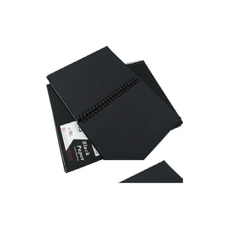 wholesale Black Card Book A4 120 Pages Black Card Paper Inner Page Coil Book Graffiti A3 Photo Album DIY Black Sketchbook Notebook