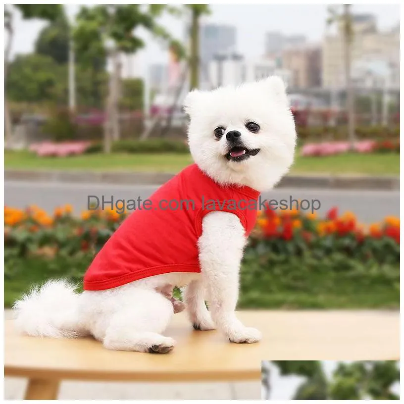 Dog Apparel Sublimation Blank Diy Dog Clothes Cotton Apparel White Vest Blanks Pet Shirts Solid Color T Shirt For Small Dogs Cat Red B Dhtiw