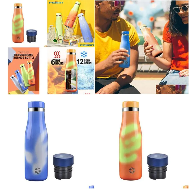 Thermochromic Water Bottle 316 stainless steel bpa-free medical grade Suit Self Cleaning Thermos Bottle Cover Non toxic Sport Cup Mug 2