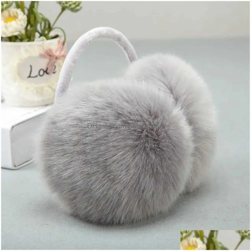 Ear Muffs Ear Muffs Winter Warm New Cute Solid Color Earflaps Women Fluffy Cosy Earmuffs Plush Soft Warmer For R231009 Drop Delivery F Dhhax