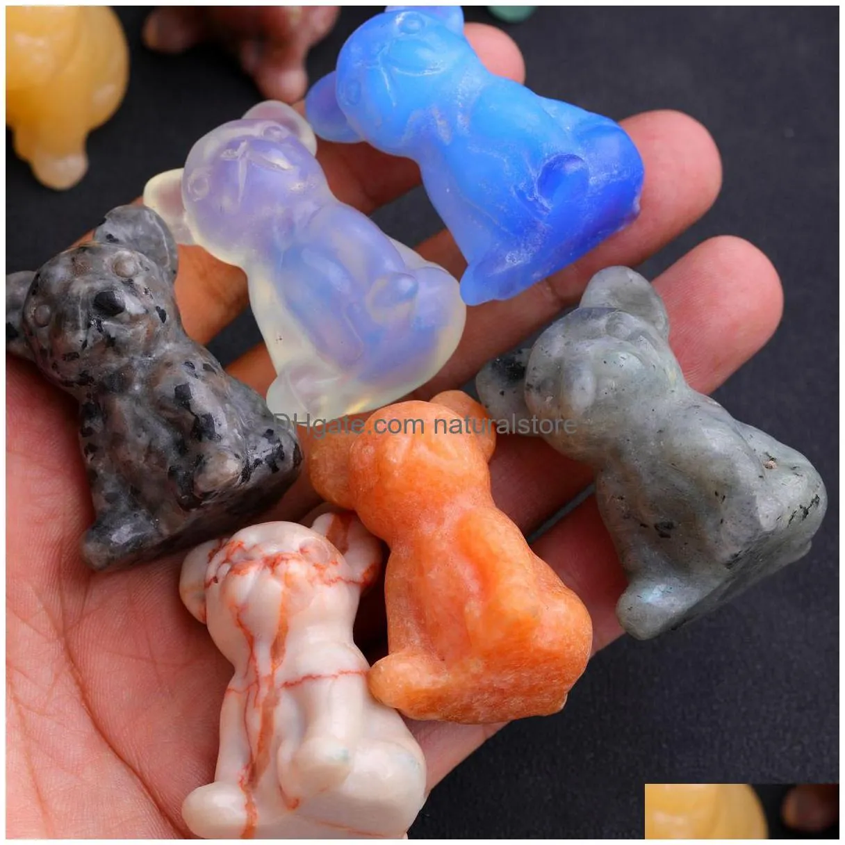 Stone Bldog Statue Natural Stone Crystal Carved Healing Animal Dog Figurine Reiki Gemstone Crafts Home Desktop Decoration Drop Deliver Dhldv