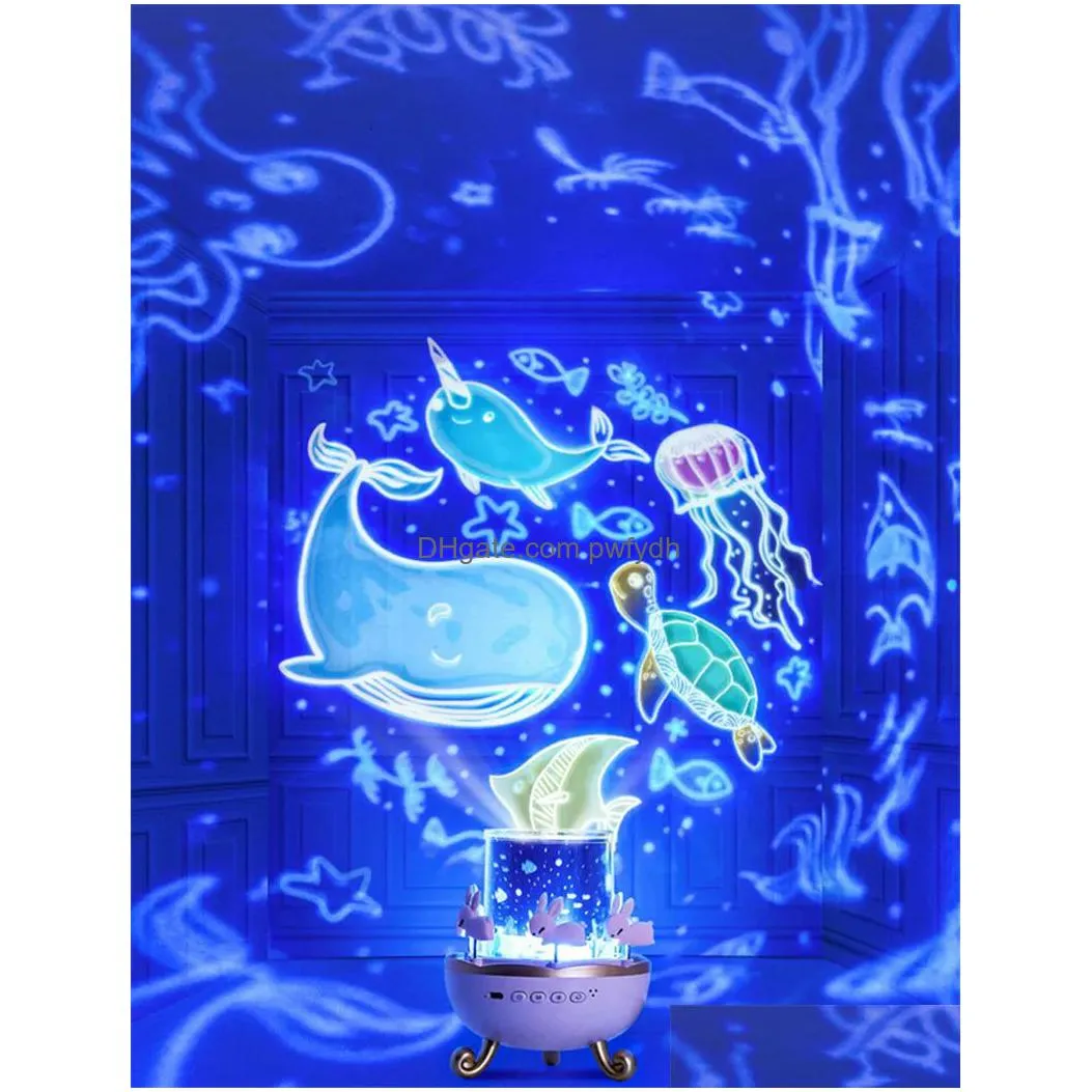 novelty items rechargeable bluetooth ser star projector light rotatable rabbit night full lamp gift for kids girl girlfriend 231017
