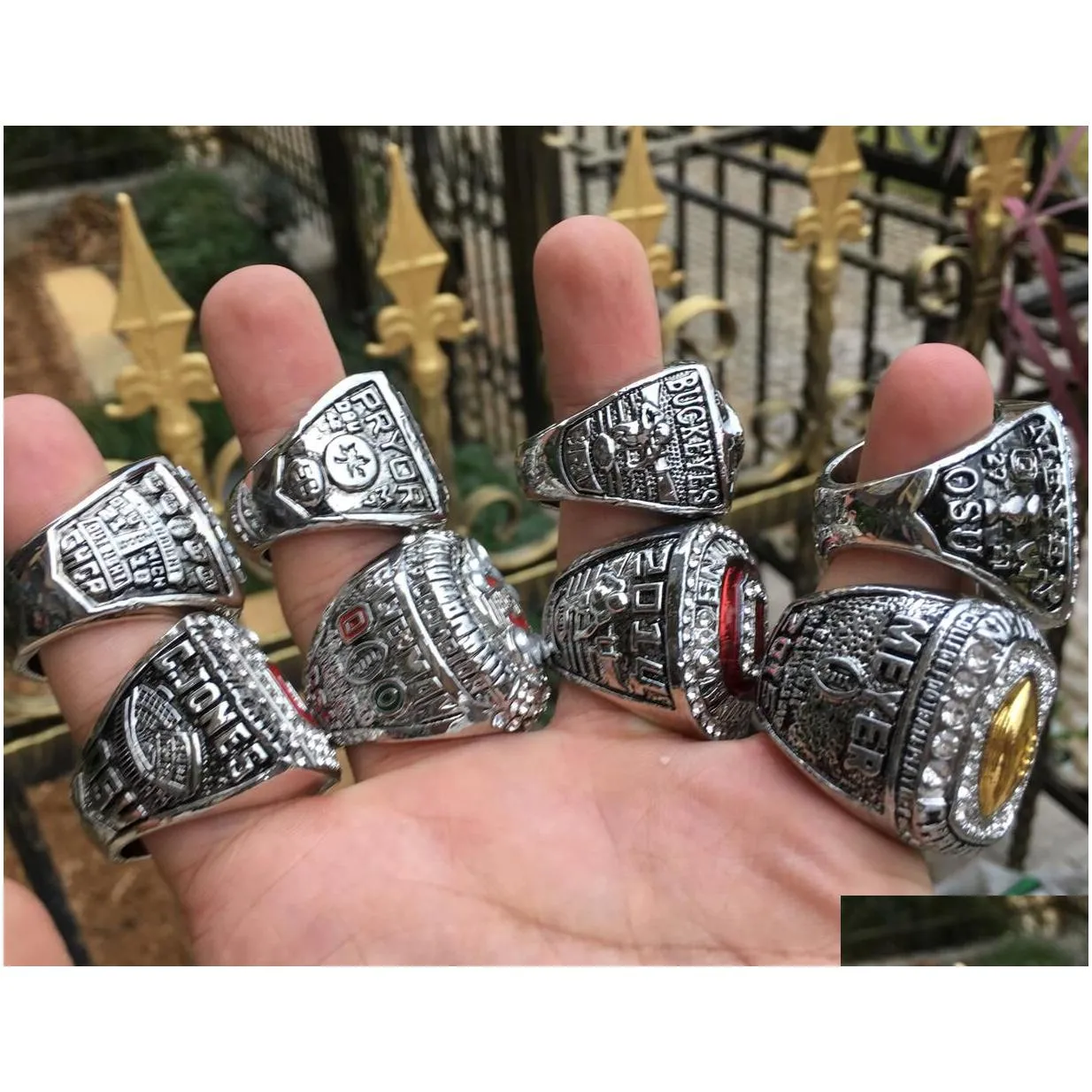 Cluster Rings 17Pcs Ohio State Buckeyes National Champion Championship Ring Set Solid Men Fan Brithday Gift Wholesale Drop Drop Delive Dh1Ga