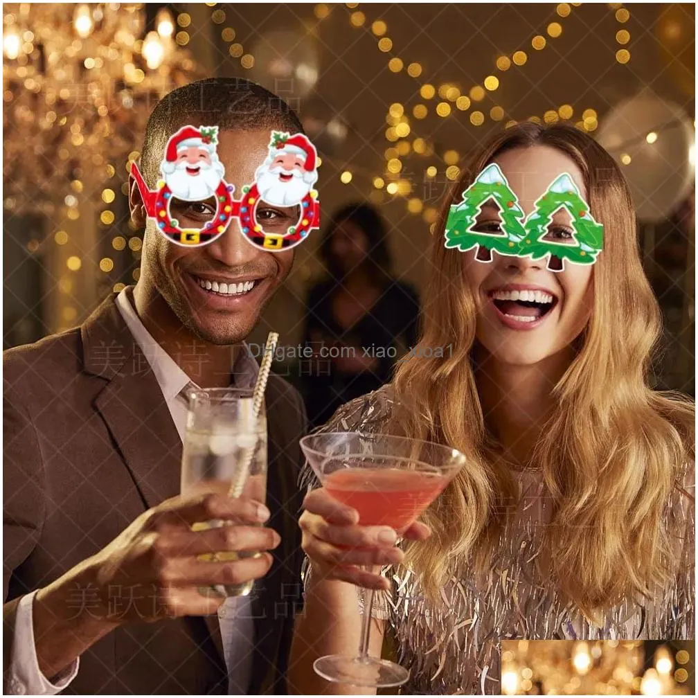  christmas decorations xmas tree snowman elk paper glasses p o booth props holiday childrens merry christmas funny glasses decor