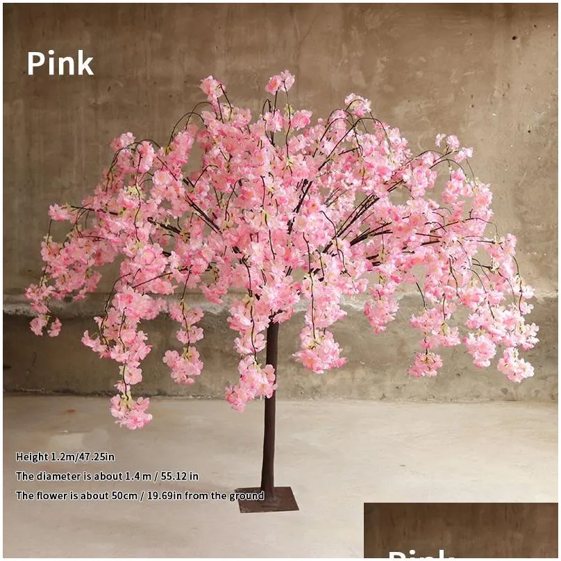 Home Decor 120CM Artificial Cherry Tree Landing Simulation Flower Ornaments Large Peach Tree Hotel Wedding Table Centerpieces Party Props