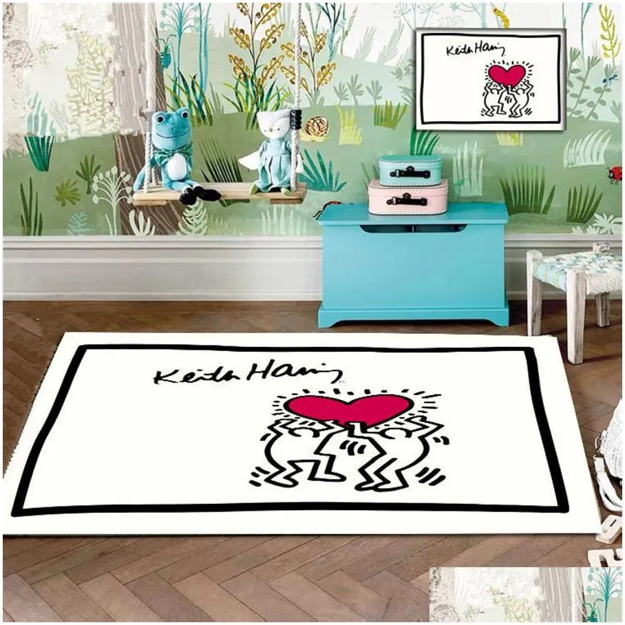carpet keith haring messy puzzle area rug floor mat luxury living room bedroom bedside bay window 230113