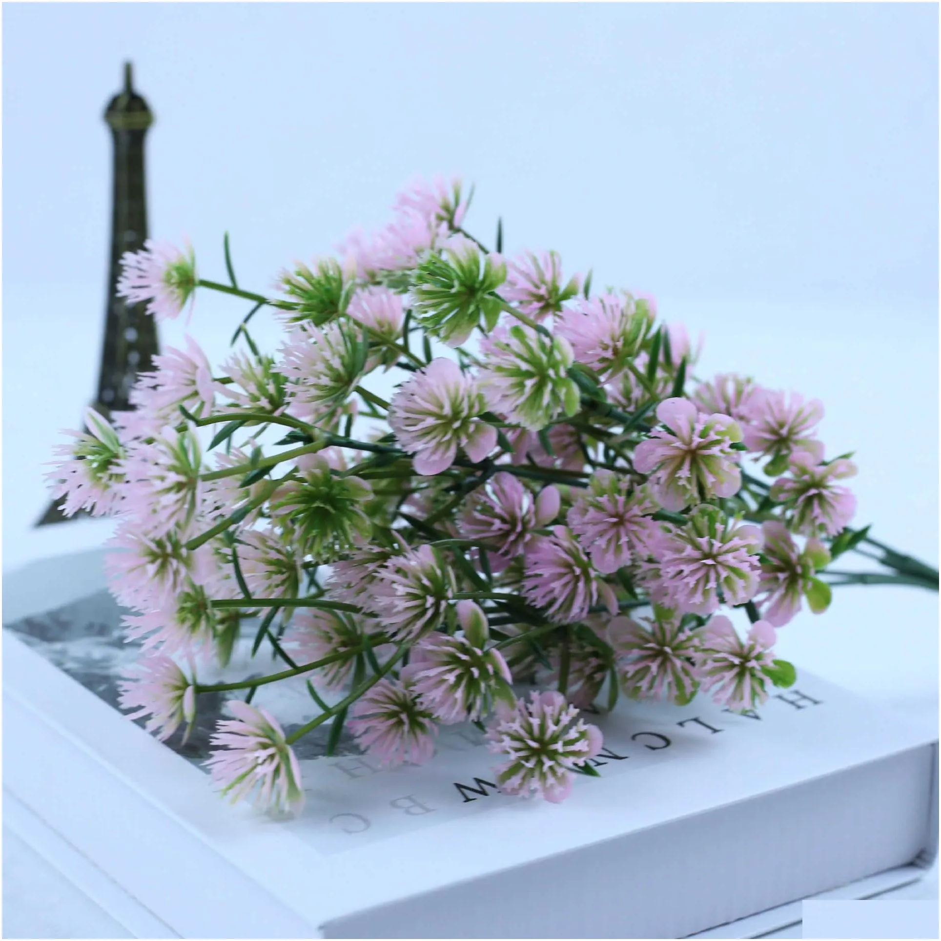 Dried Flowers Artificial  small bayberry home dining table wedding party decoration artificial plant fake flower flocking R230612