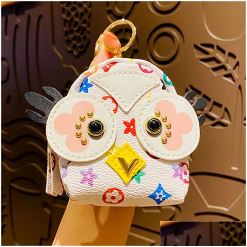 party favor old flower owl coin purse creative cartoon mini cute bag key chain car bag pendant small gift