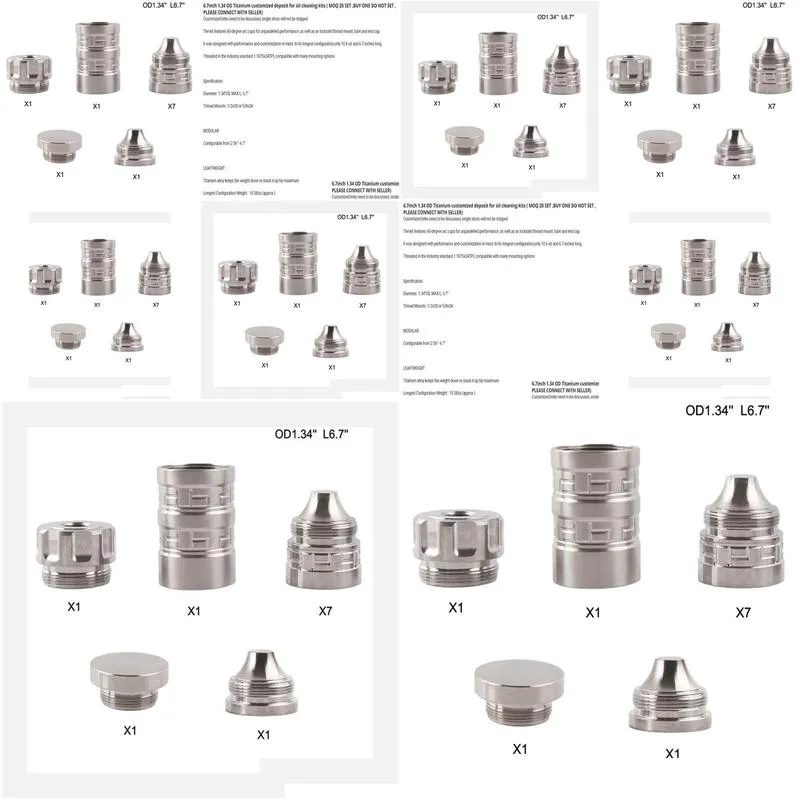 6.7``L 1.34``OD Titanium Modular screw kits 1.1875x24TPI thread cup 1/2x28 5/8-24 end cap 1-3/16x24 QT154A QT154B