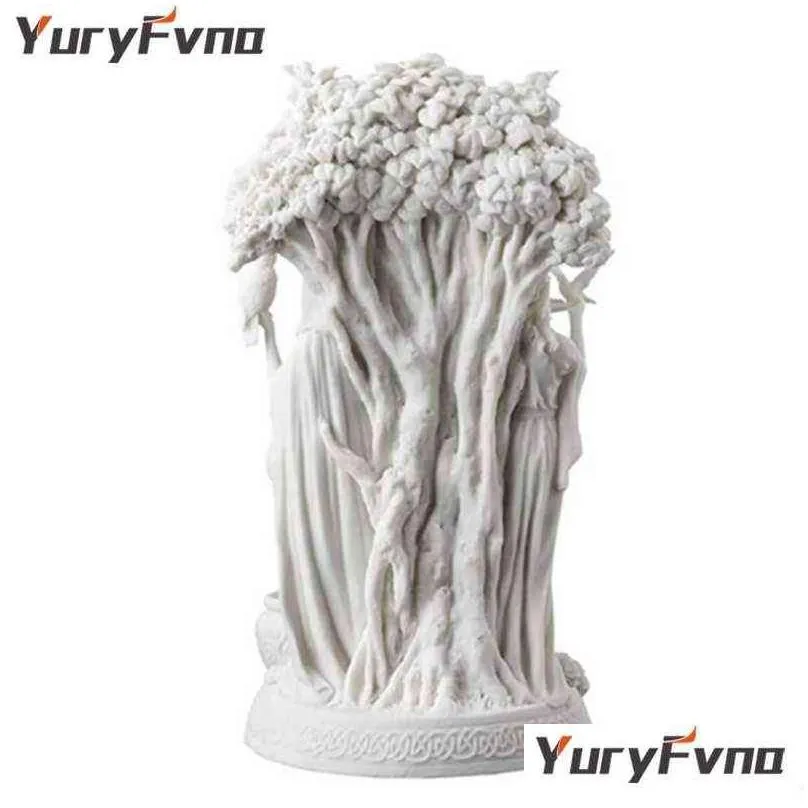 yuryfvna 16cm resin statue greece religion celtic triple goddess maiden mother and the crone sculpture figurine 220112