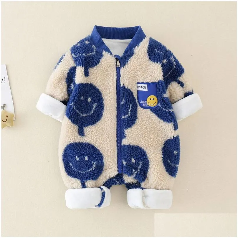 Cosplay Cosplay Autumn Winter Baby Rompers Cartoon Warm Woolen Toddler Jumpsuits Inner Thicken Loose Infant Outfit 230808 Drop Deliver Dhay1