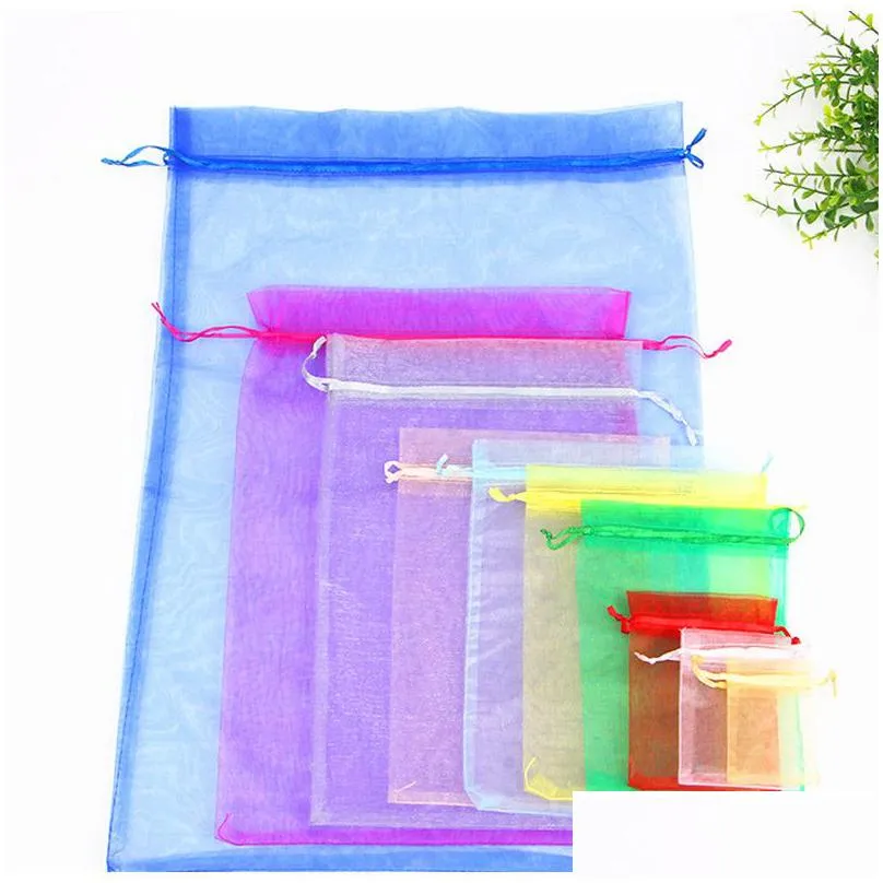 Gift Wrap 10Pcs 15X20 17X23 20X30 Organza Bag Pink Blue Wedding Pouches Gift Jewelry Packaging Birthday Party Supplies1 Drop Delivery Dhgda