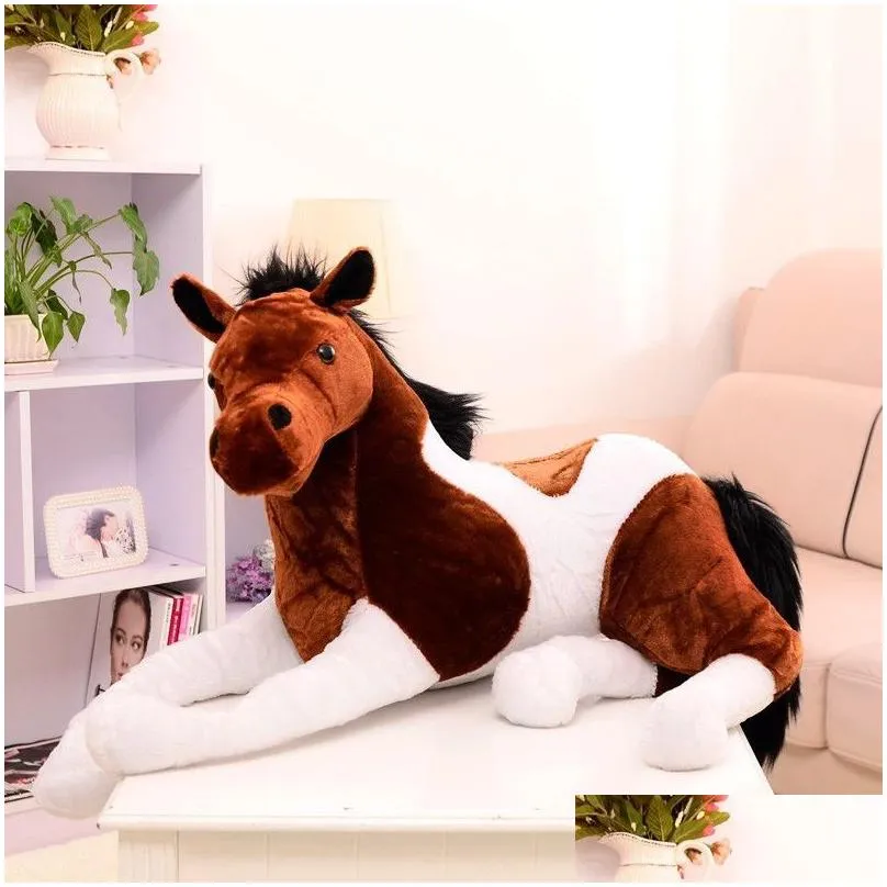 Plush Dolls Big Size Simation Animal 70X40Cm Horse Plush Toy Prone Doll For Birthday Gift 220409 Drop Delivery Toys Gifts Stuffed Anim Dhw74