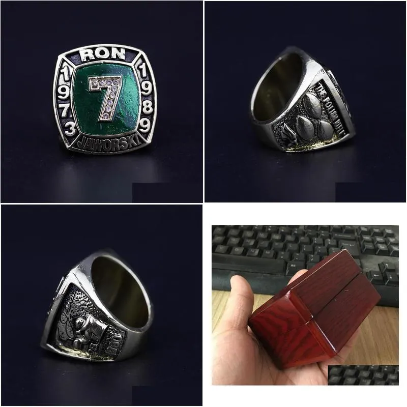Cluster Rings Hall Of Fame Ron Jaworski 7 American Football Team Champions Championship Ring With Wooden Box Set Souvenir Fan Men Gift Dhxyt