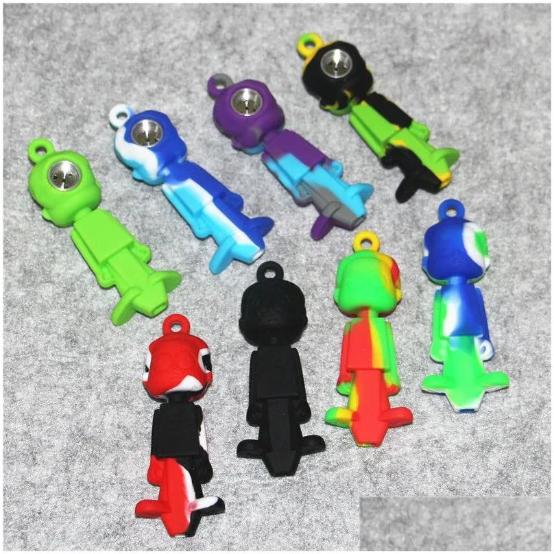 silicone hand pipe silicone smoking water pipes with metal bowl tobacco oil burner bong dab rig