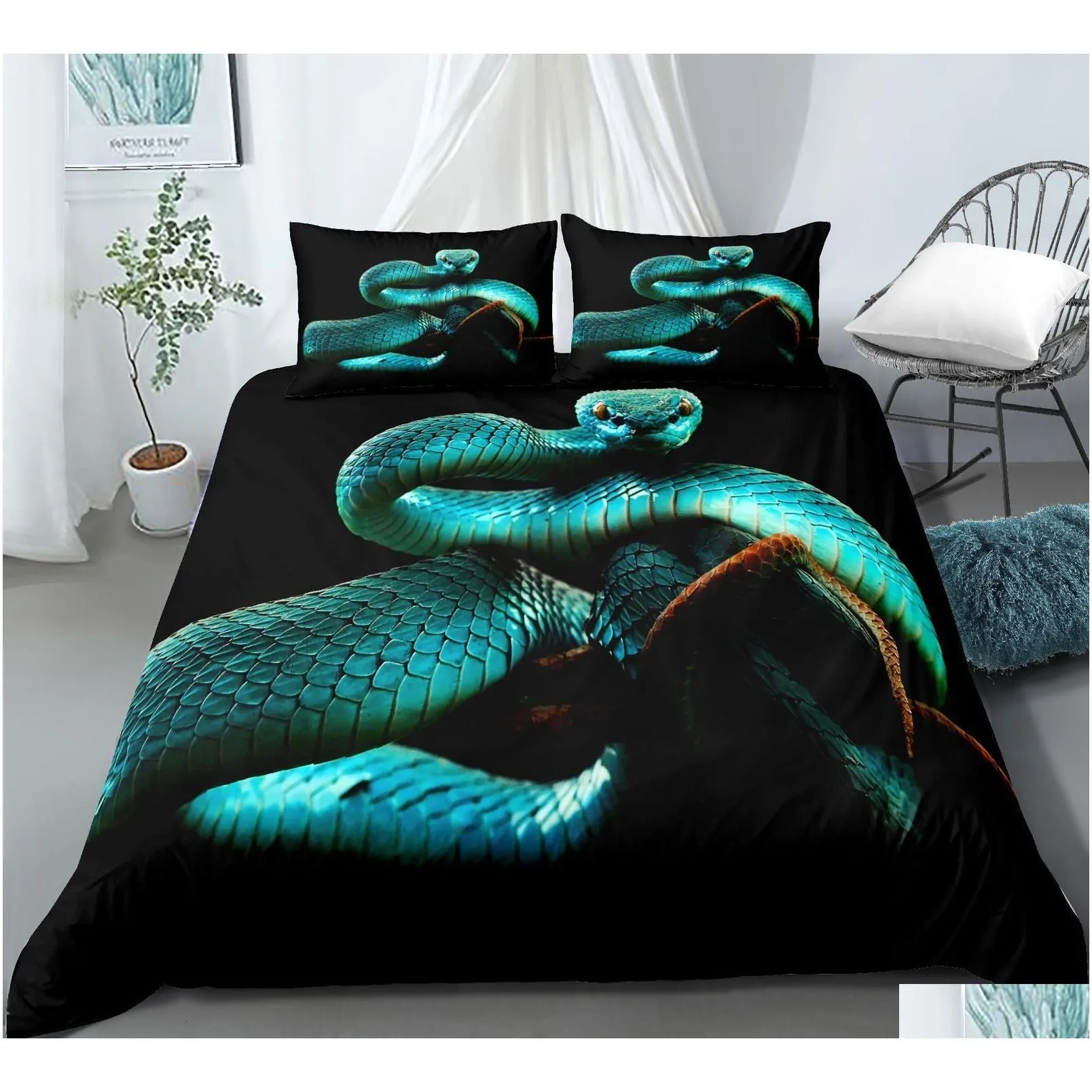 bedding sets 3d snake style bedding set for bedroom soft duvet cover bedspreads for bed linen comefortable quilt and pillowcase 221208