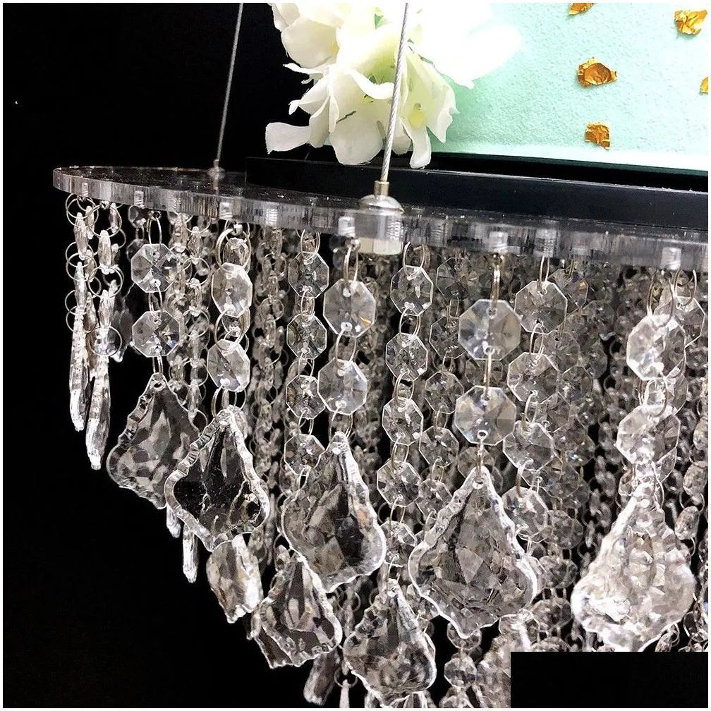 17`` Acrylic or Crystal Hainging Swing Cake Stand Party Decoration Wedding Chandelier Drape Suspended Cake Stand for Home Decor