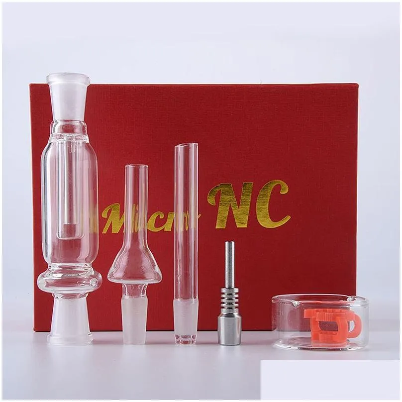 dhs 10mm joint mini nector collectors kit oil rigs nector collector set small glass water pipes dab straw with black box nc01