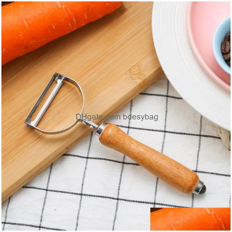 multifunctional fruit planer potato scraping knife cooking wooden handle stainless steel peeling knife  peeler kitchen wholesale