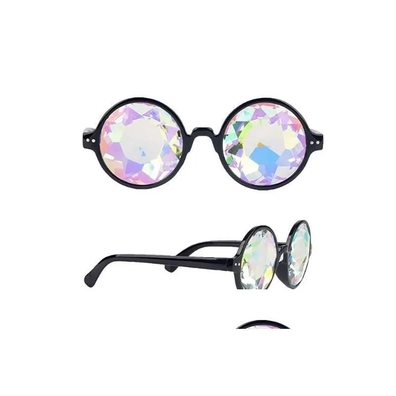 disco kaleidoscope glasses rainbow crystal lenses prism diffraction glass eye wear holiday dance punk goggles party event favors