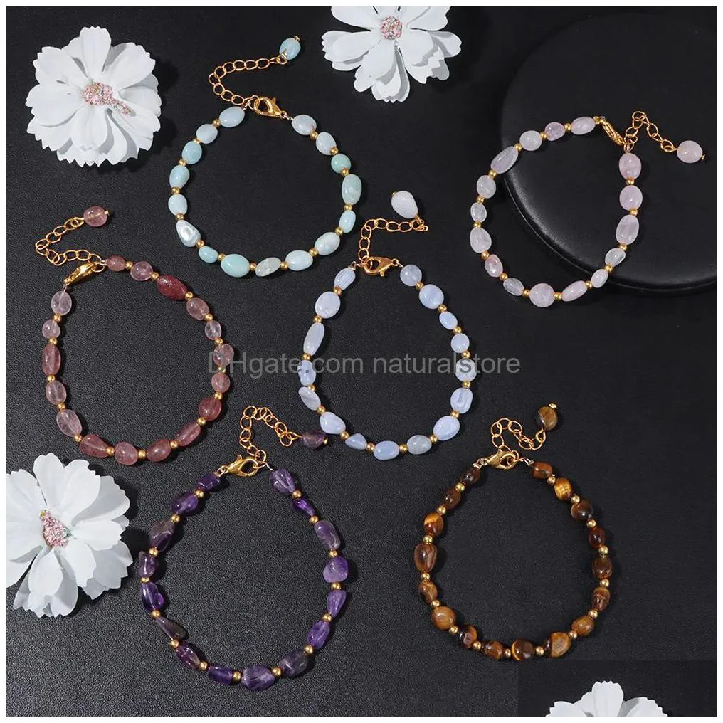 Bracelet Boho Light Luxe Irregar Chip Energy Stone Bracelet Tresse A La Main Amethy Rose Quartz Bracelets Pour Drop Delivery Bijoux Br Dhywz Du 1 73 DHgate