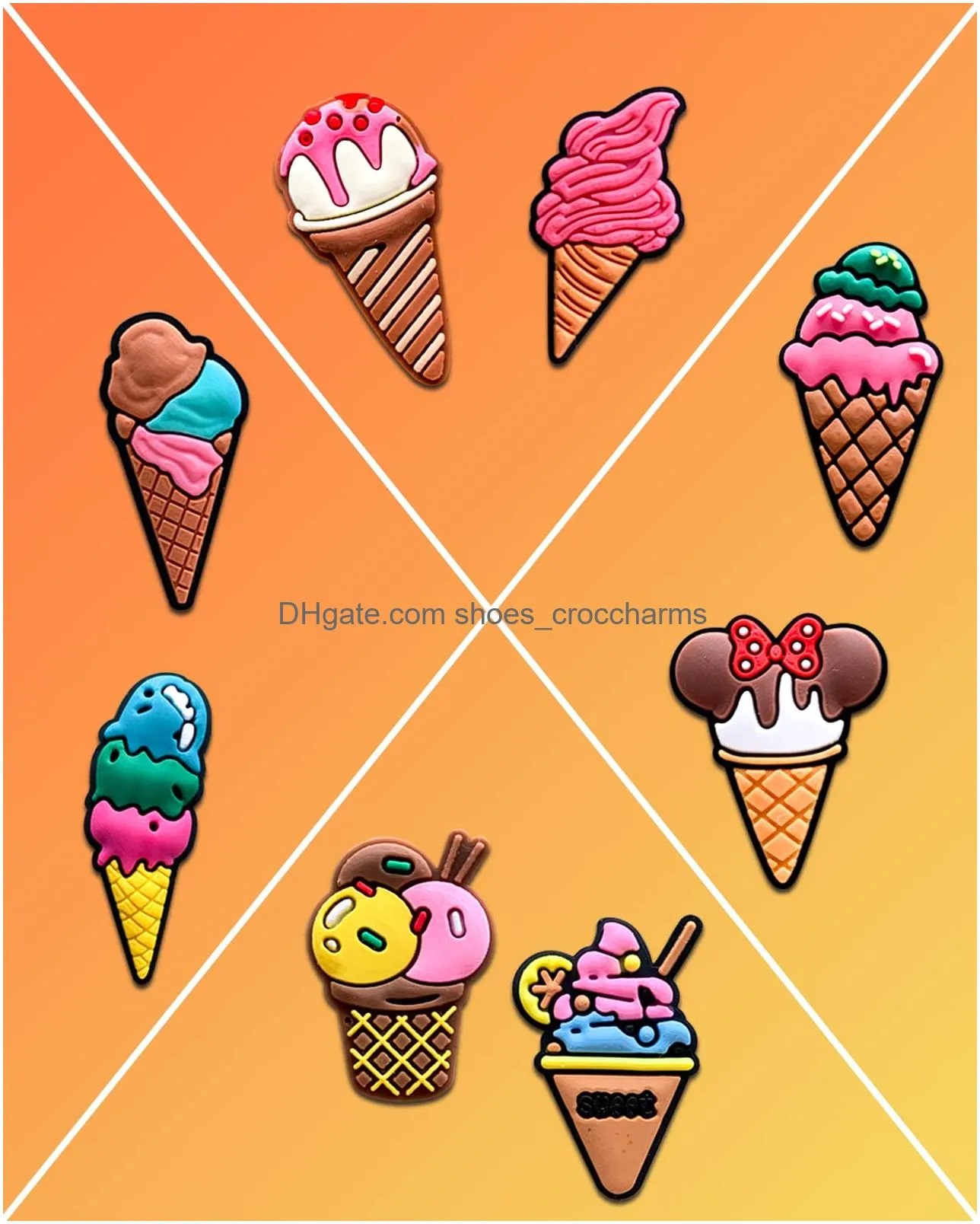 ice cream croc charms for clog shoes decoration sweets food croc charms accessories for kids girl party favor