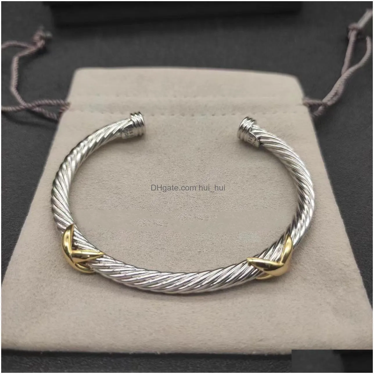 dy bracelet designer cable bracelets fashion jewelry for women men gold silver pearl head cross bangle bracelet open cuff dy jewelry man party christmas