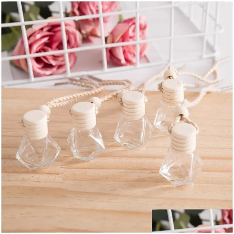 Car perfume bottle car pendant perfume ornament air freshener for  oils diffuser fragrance empty glass bottle DH9585