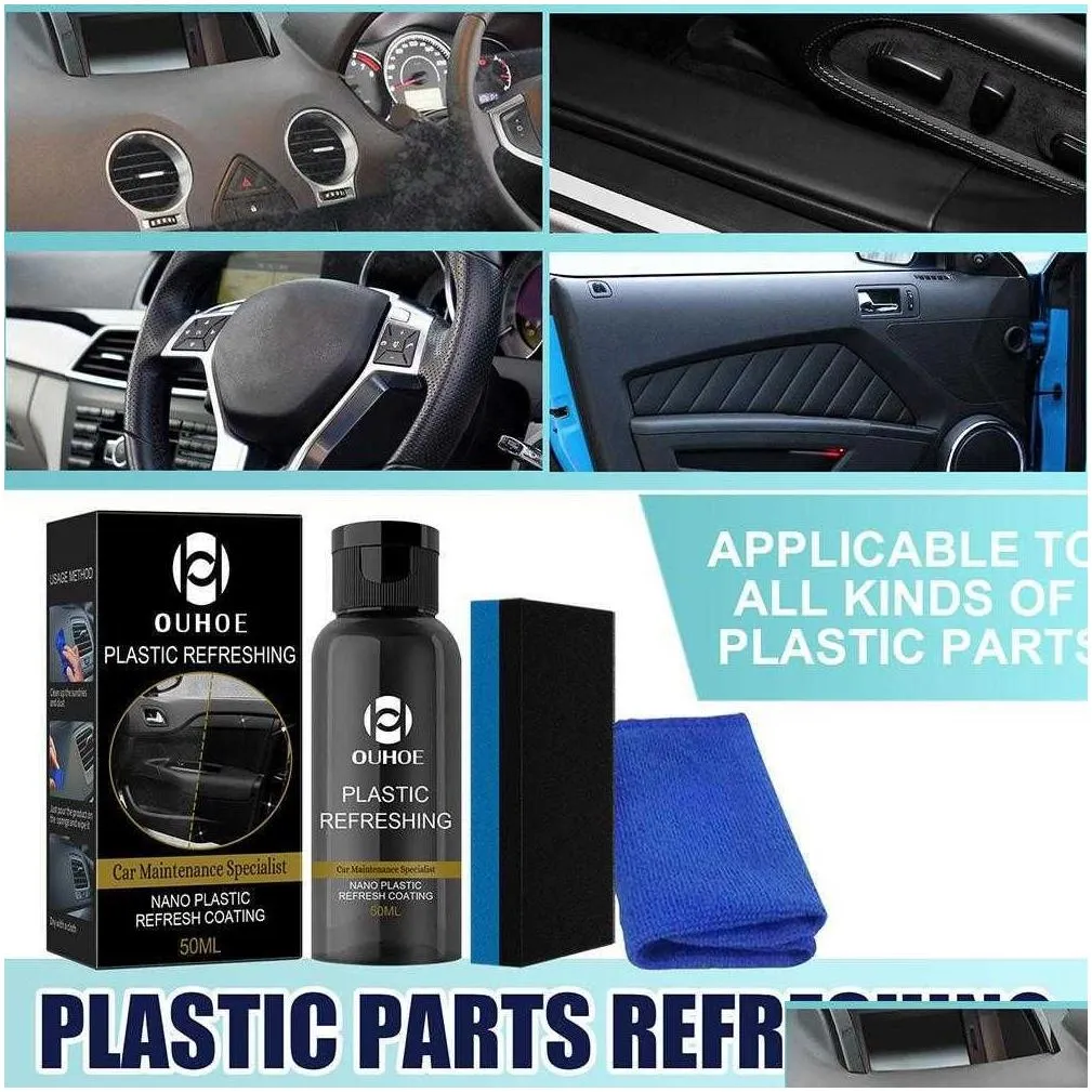 New Car Maintenance Specialist Plastic Refresh Coating Refurbish Agent Cleaning Products Restorer Cleaner With Sponge Towel Kit