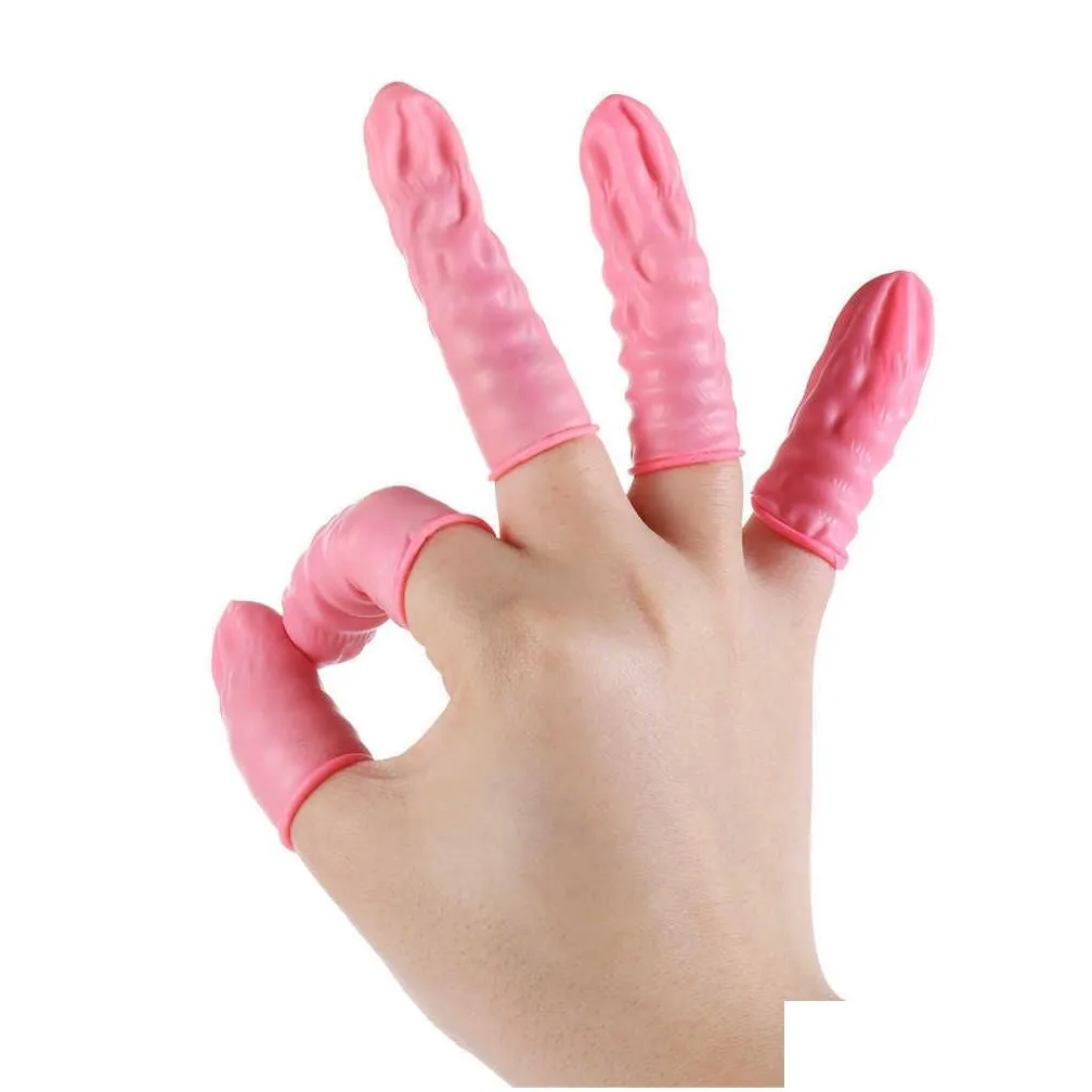 wholesale 100Pcs Disposable Fingertips Protector Gloves Natural Rubber Non-slip Anti-static Latex Finger Cots Fingertips Durable Tool