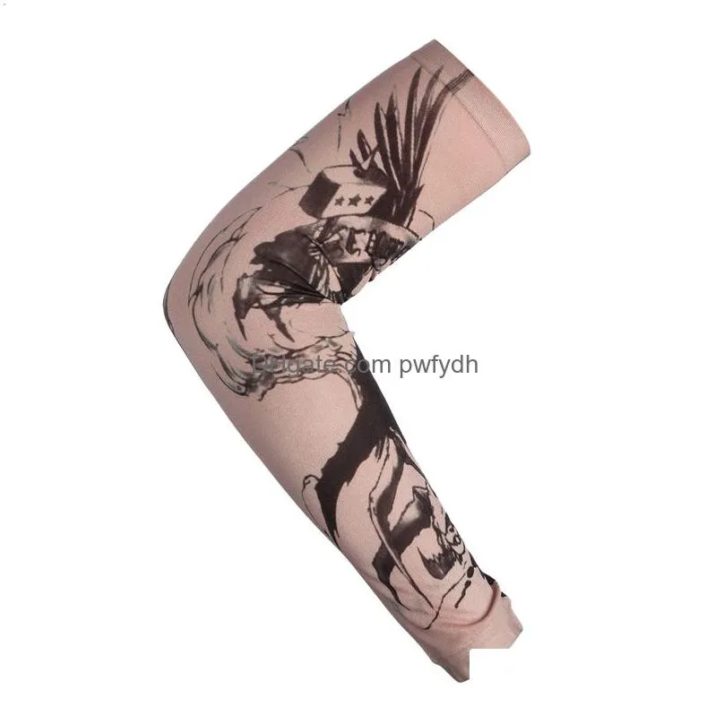nylon elastic temporary tattoo sleeve outdoor driving riding arm anti-uv sunscreen sleeve breathable fashion designer arm stockings