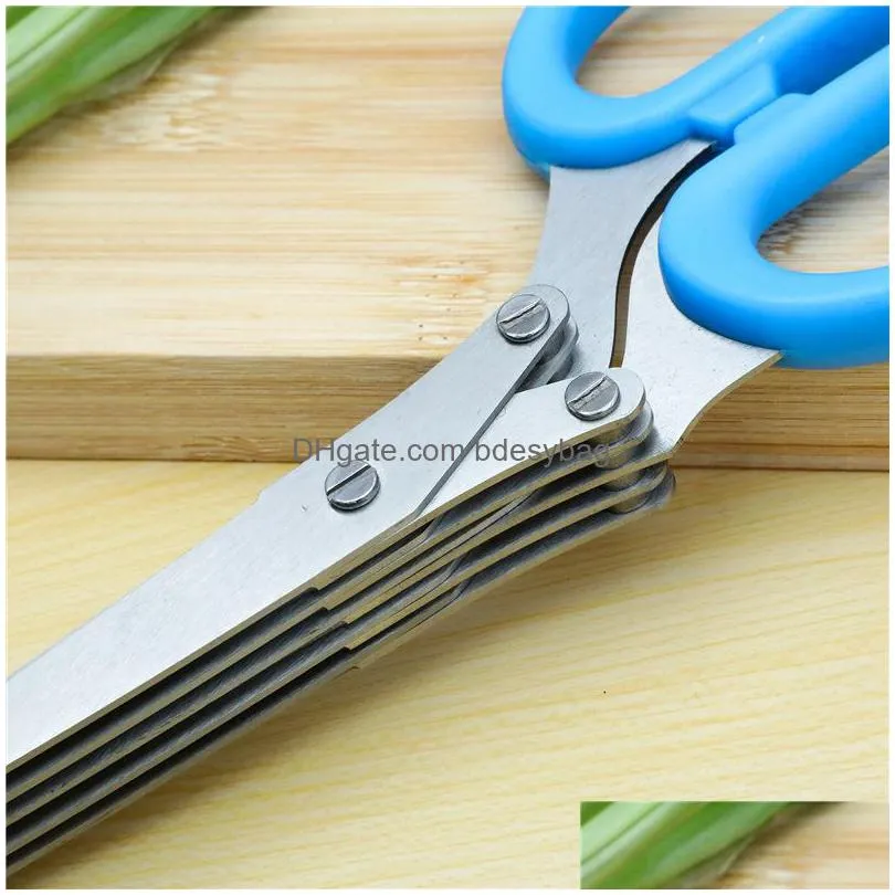 stainless steel cooking tools kitchen accessories 5 layers knives sushi shredded scallion cut herb scissors w0146