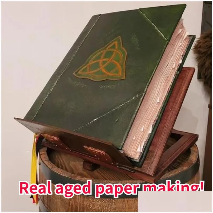 decorative objects figurines charmed book of shadows retro green cover ancient stories bound journal 350 pages spellbook magic gift