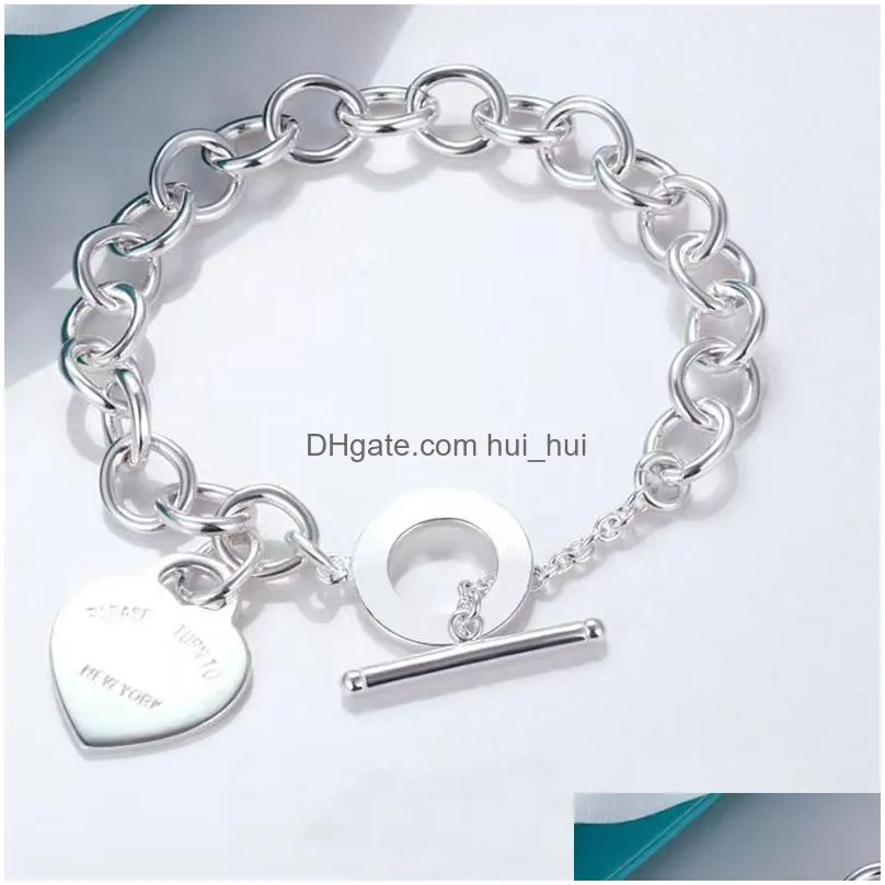 brand tiffanyism bracelet 925 engraved coarse heart bracelet classic designer bracelet for men and women high quality 18k gold ot holiday gift bracelet