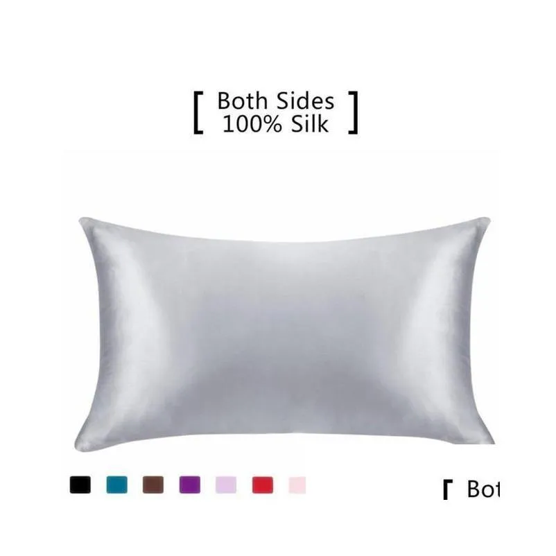 Silk Pillowcase Ice 100% Pure Natural Mulberry Standard Size, Pillow Cases Cover Hidd Case