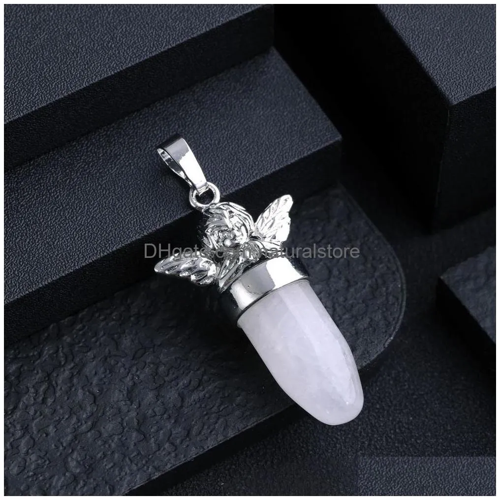 Charms Angel Charms Shape Cone Stone Healing Crystal So Pendum For Dowsing Divination Quartz Pendant Drop Delivery Jewelry Jewelry Fin Dhduf