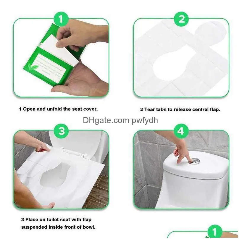 toilet seat covers 50/1pcs portable disposable toilet seat cover paper waterproof soluble water type travel/camping el bathroom accessory