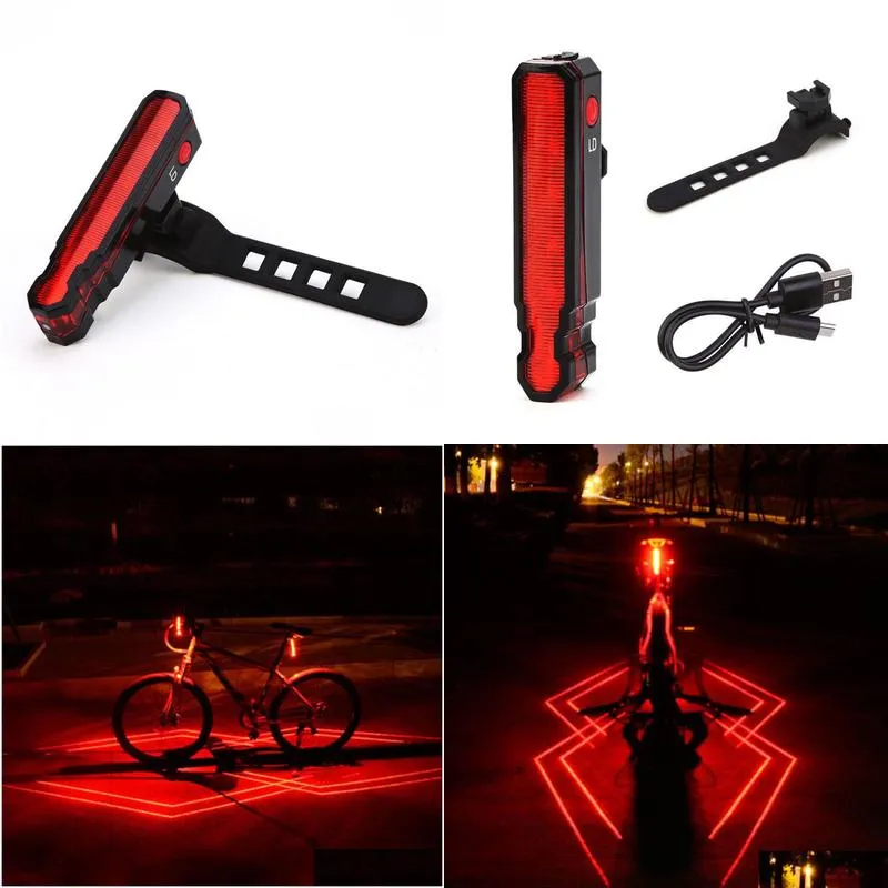 USB Rechargeable Front Rear Bicycle Light Laser LED Bike Taillight Cycling Helmet Light Lamp Mount Bicycle Accessories