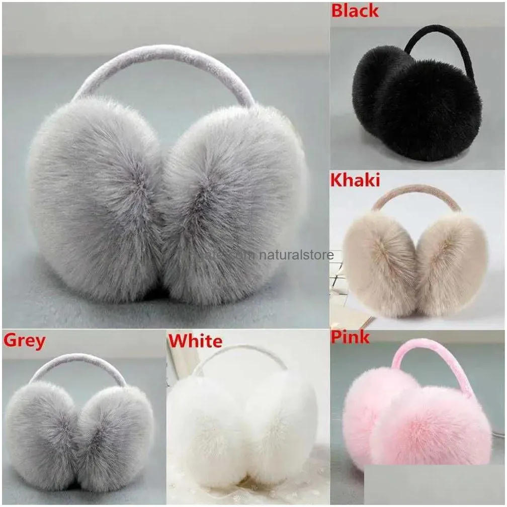 Ear Muffs Ear Muffs Winter Warm New Cute Solid Color Earflaps Women Fluffy Cosy Earmuffs Plush Soft Warmer For R231009 Drop Delivery F Dhhax
