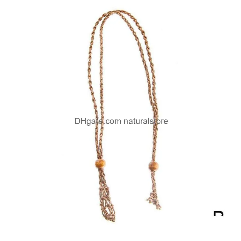 Chains Chains Crystals Pendant Stone Holder Necklace Cord Hand-Woven Rope For Making Jewelry Creative Personality Natural Agate Net F3 Dhm7F