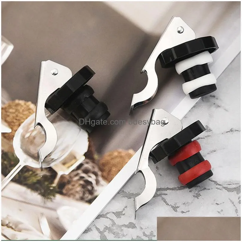 multifunctional beer red wine tool stainless steel bottle opener silicone cork wine stopper creative kitchen accessories lx5309