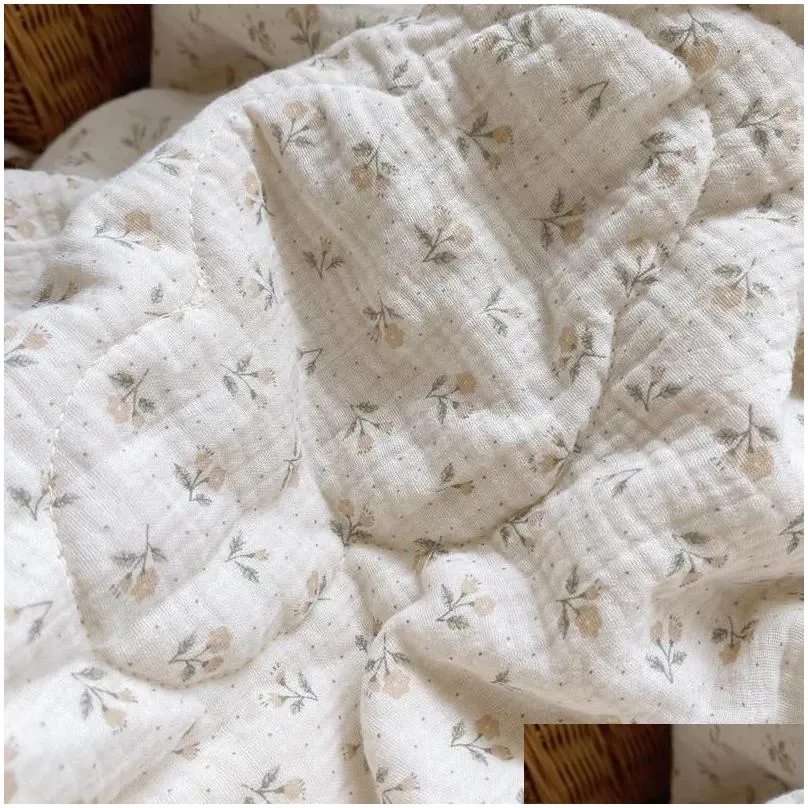 Blankets Vintage Pink Floral Baby Summer Quilt For Girls Infant Muslin Comforter Blanket Korean Bedding Nap Cover