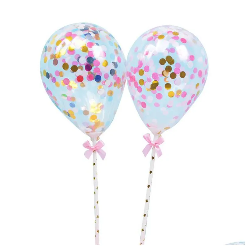 Party Decoration 5Pcs/10Pcs 5Inch Mini Confetti Latex Balloons With St For Birthday Wedding Party Cake Topper Decorations Bady Shower Dhxpg