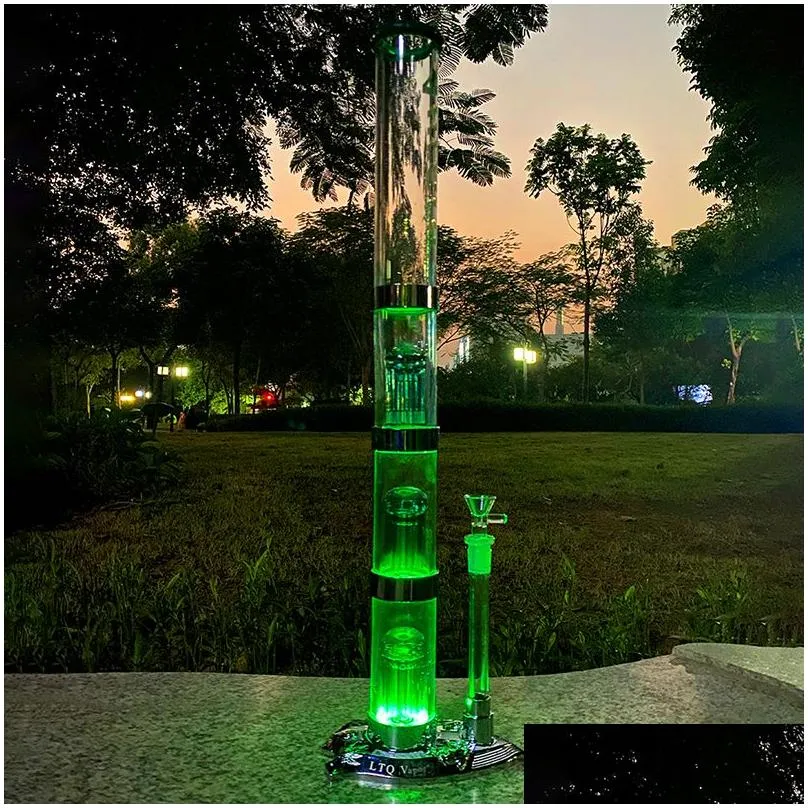 smoke accessory aurora led light water pipe glass bong kits hookahs sillicon tobacco pipes 22inches height for smoke shop supply