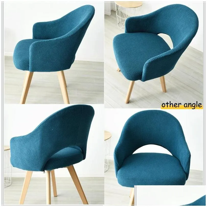 Chair Covers Hollow Back Curved Chair Er Solid Spandex Desk Armchair Ers Dining Coffee Bar Make Up Sofa Slipers Stoelhoezen Eetkamer D Dhxex