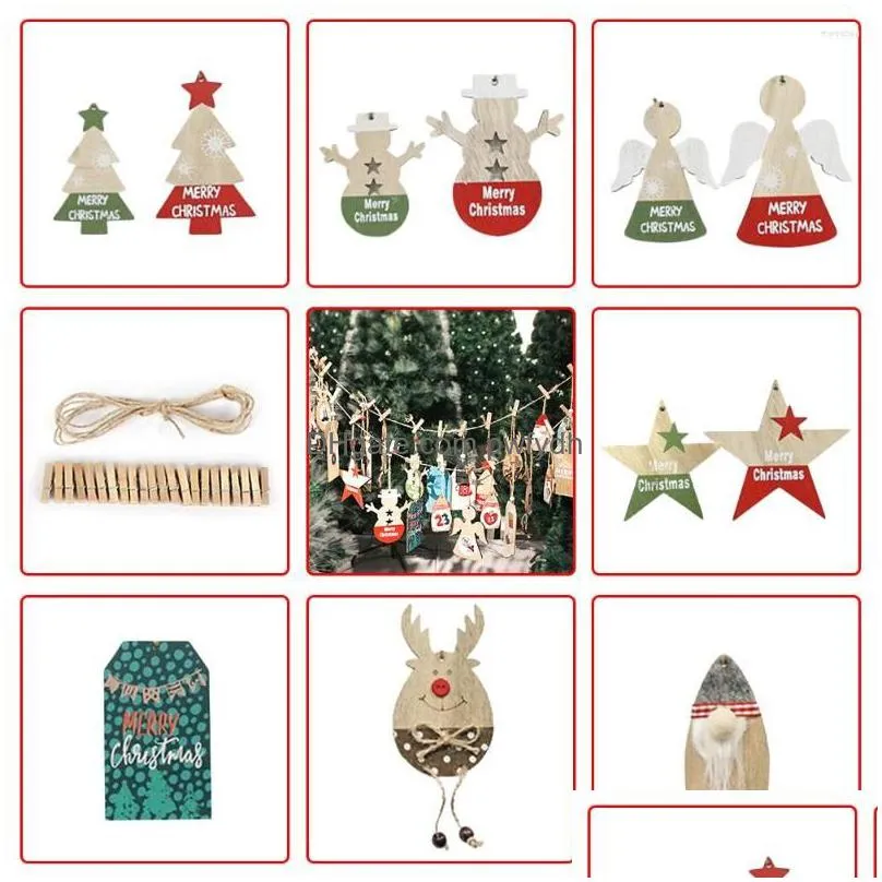 christmas decorations wooden various themed shapes calendar creative countdown ornaments xmas tree hanging pendant tag